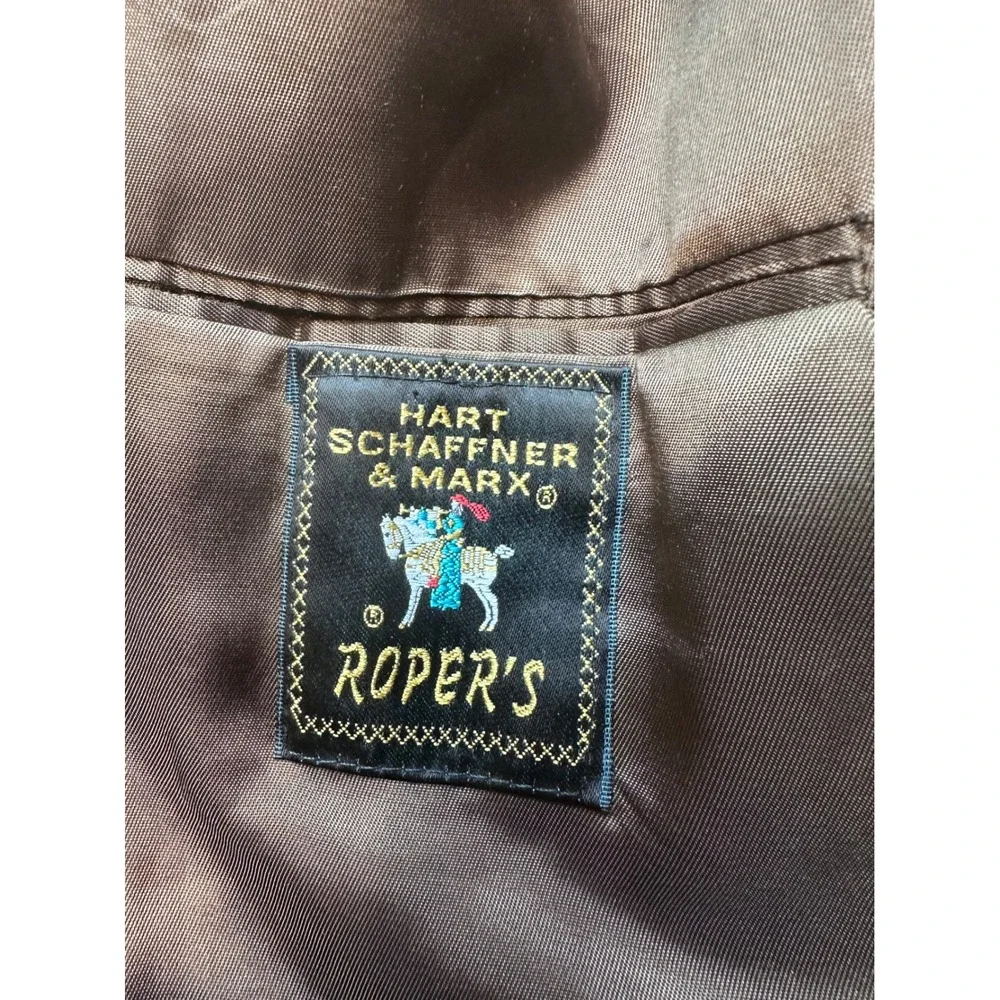 Vintage Hart Schaffner Marx Blazer Mens 42 Brown Glen Plaid Pure Virgin Wool 90s